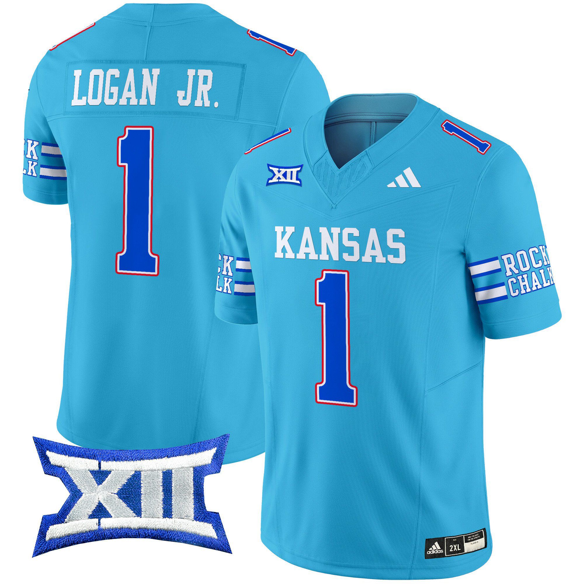 Men Kansas Jayhawks #1 Logan jr Light Blue 2024 Vapor Limited NCAA Jersey